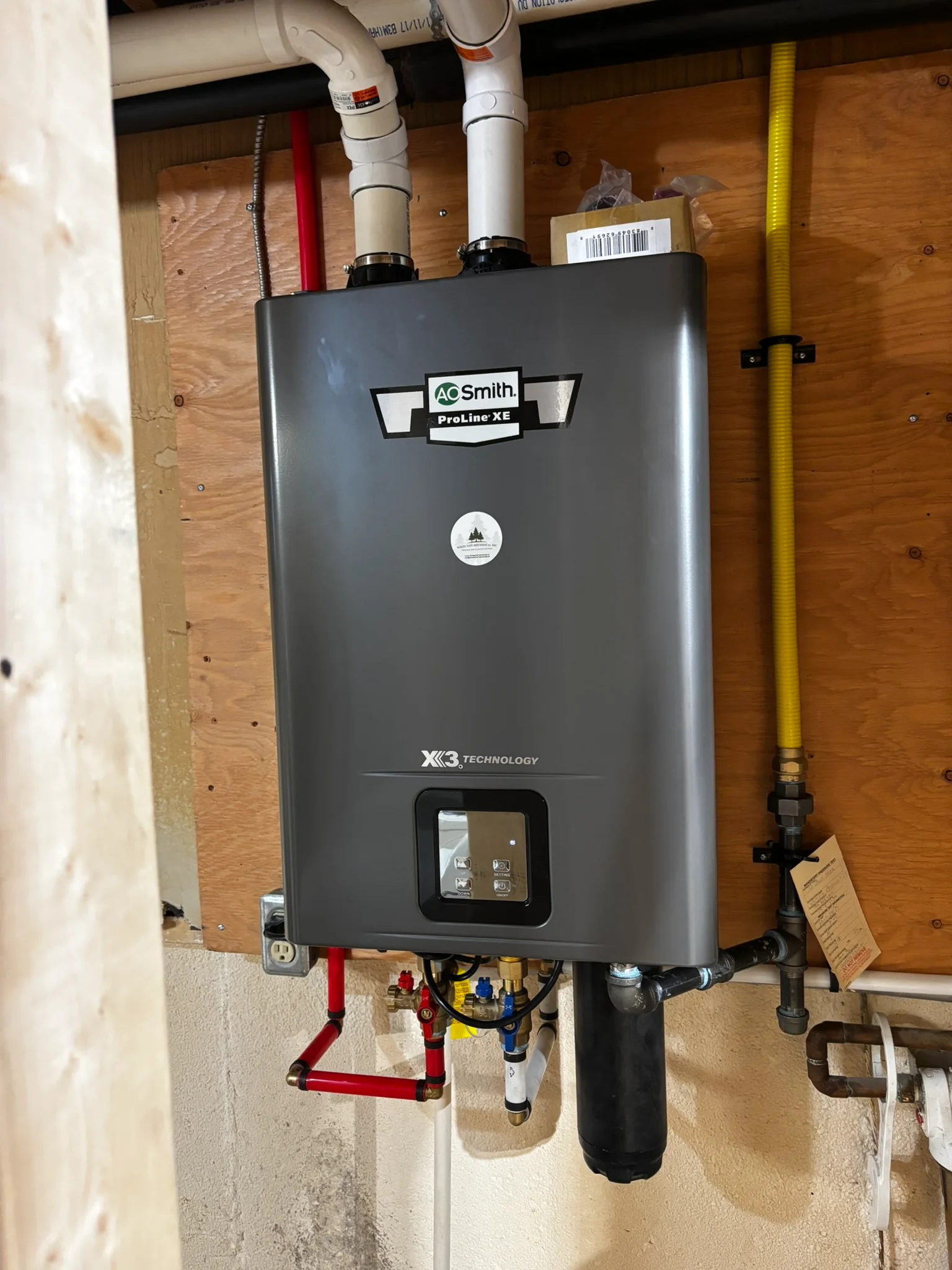 A.O. Smith ProLine XE tankless water heater installed by White Pine Mechanical